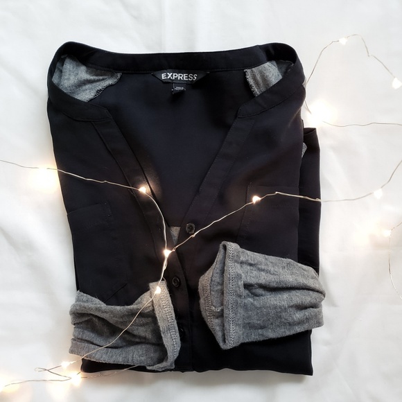 Express Tops - Black and grey 3/4 sleeve top Express Tops - Black and grey 3/4 sleeve top